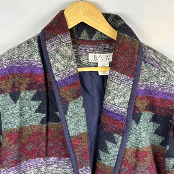 VTG Aztec Southwestern Women's Blanket Jacket Sz 2X Julia Klein Cotton Lined - Picture 2 of 13